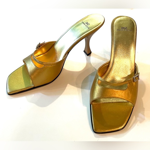 Anne Klein Shoes - Anne Klein AK2 Gold Heel Sandals Size 10